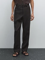 100% linen houndstooth trousers