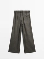 Striped cotton blend trousers