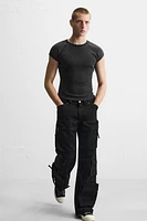 DENIM CARGO PANTS WITH POCKETS