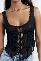 TIED RUCHED TOP