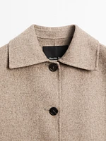 Short wool blend coat with buttons