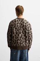 JACQUARD ANIMAL PRINT CARDIGAN