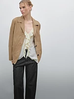 Blazer fluide en cuir effet daim