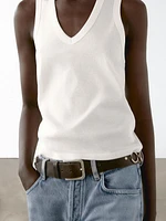 T-shirt sans manches en coton mercerisé