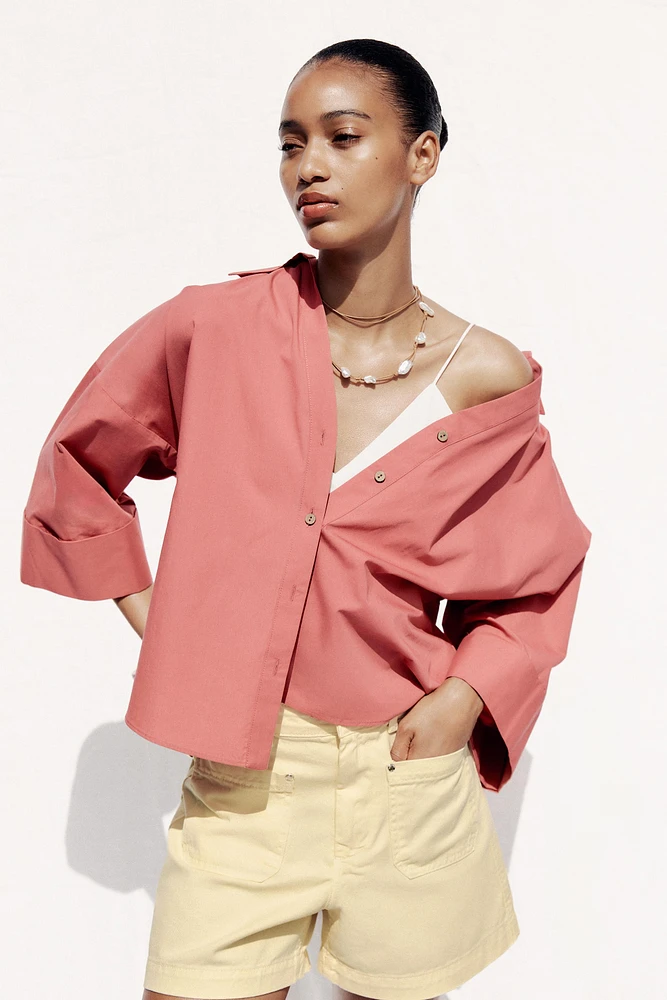 CHEMISE EN POPELINE AVEC MANCHES LARGES
