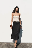 LINEN MIDI SKIRT WITH BELT