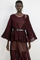 GILET EN MAILLE CÔTELÉE CEINTURE