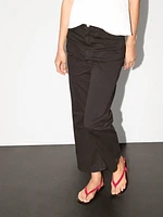 Cotton blend straight-leg cropped trousers
