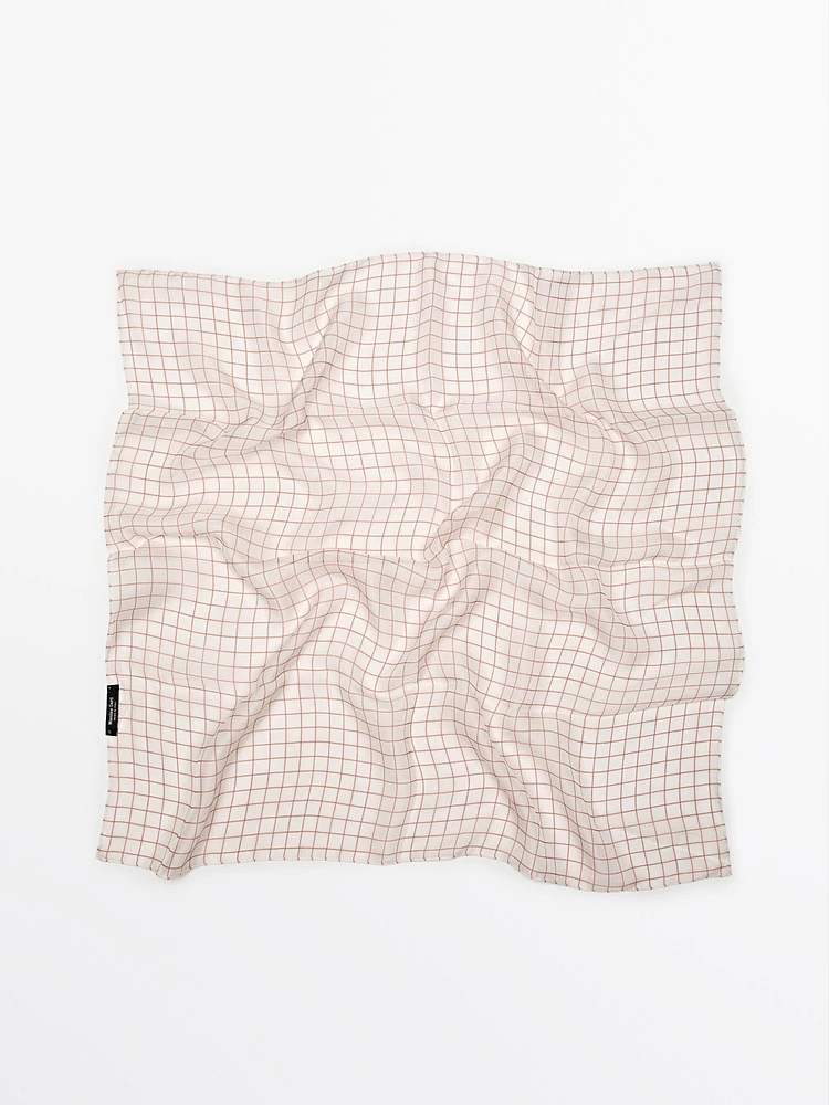 100% silk check pocket square