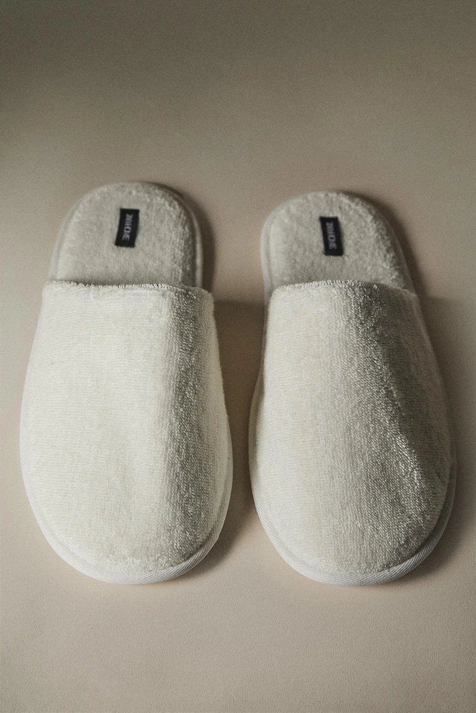 TERRYCLOTH SLIPPERS WITH PIPING