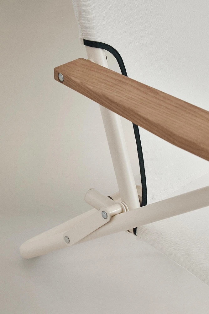 CHAISE DE PLAGE PLIABLE ACCOUDOIRS BOIS