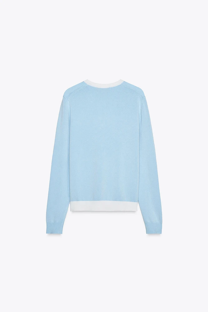 CONTRAST TRIM KNIT JACKET