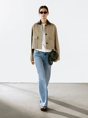 Veste avec col en cuir amovible