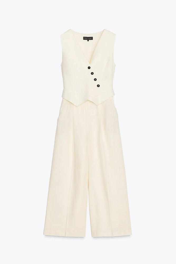 COMBINAISON LONGUE STYLE GILET AVEC LIN