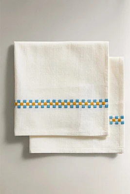 PACK OF COTTON NAPKINS WITH MULTICOLORED BORDERS (PACK OF 2)
