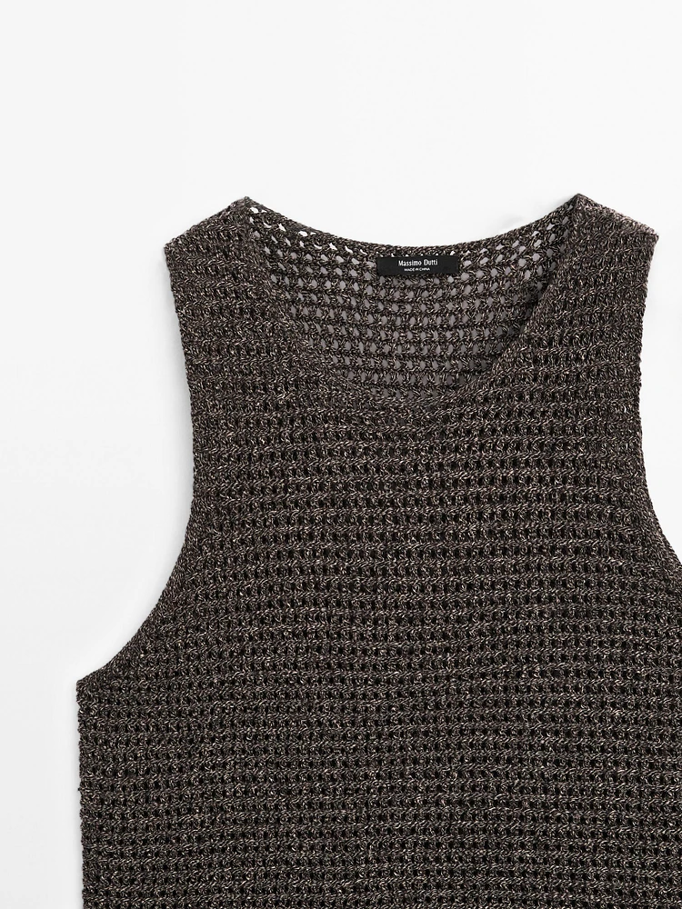 Cotton blend cutwork top