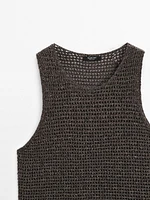 Cotton blend cutwork top