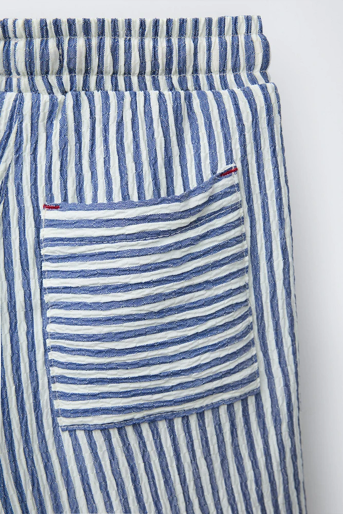 STRIPED TEXTURED SHORTS