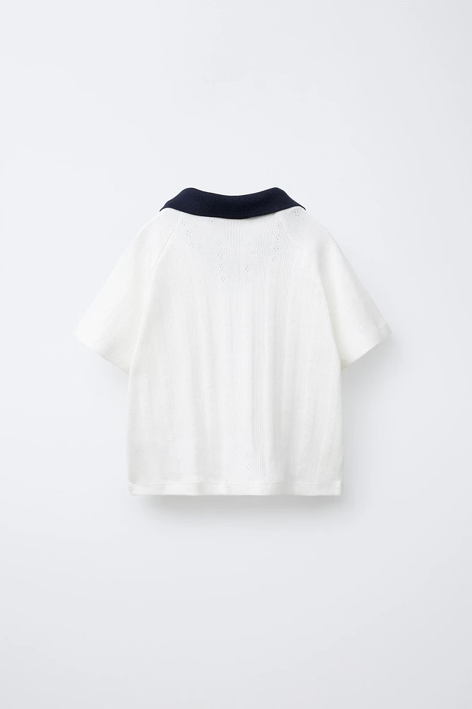 CONTRAST POLO COLLAR T-SHIRT