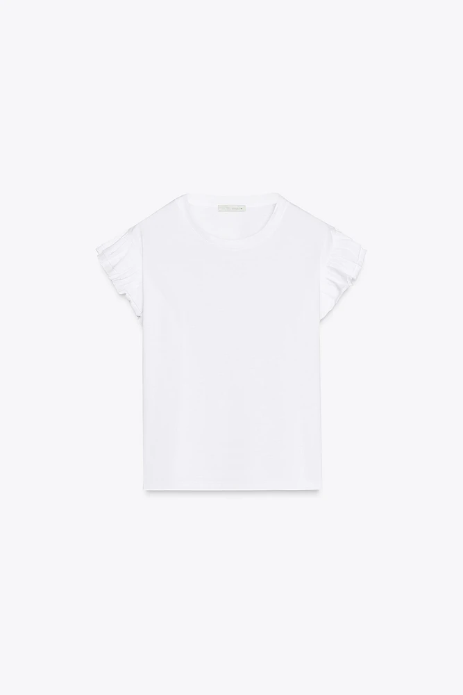 T-SHIRT EFFET DÉLAVÉ À VOLANTS