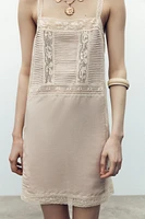 PLEATED LACE STRAP DRESS
