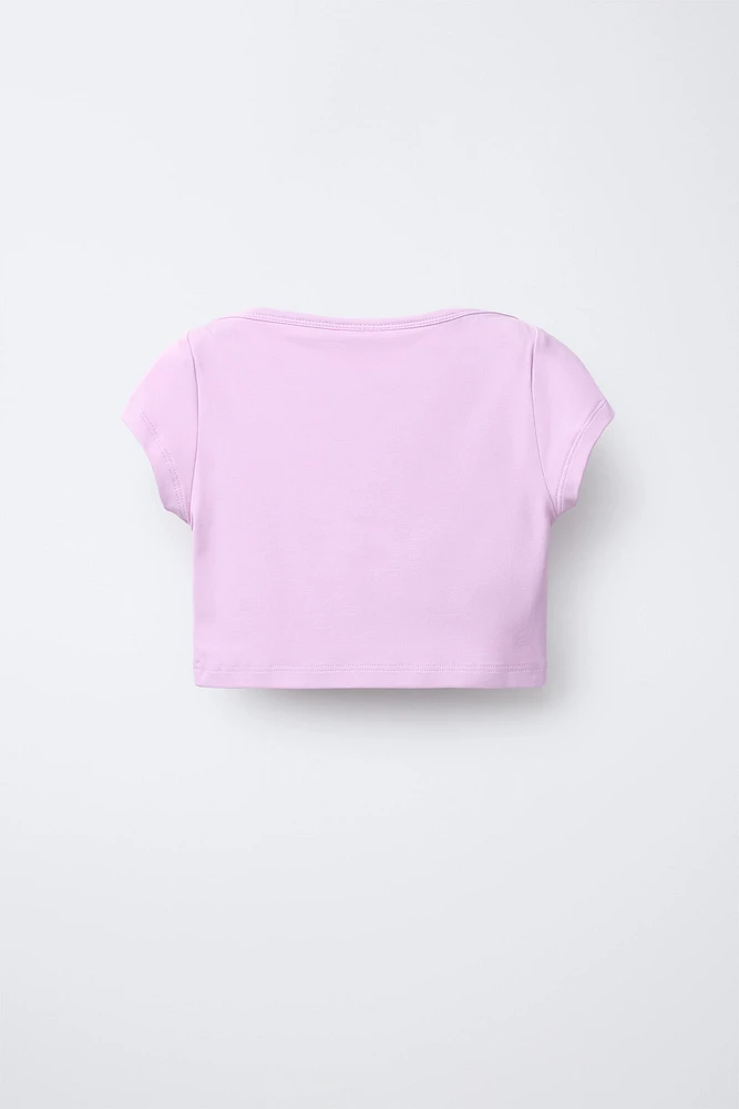 PLAIN ELASTIC CROPPED TOP