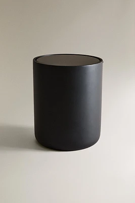 POUBELLE SALLE DE BAIN RÉSINE NOIRE COUVERCLE