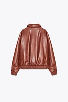 FAUX LEATHER BOMBER JACKET