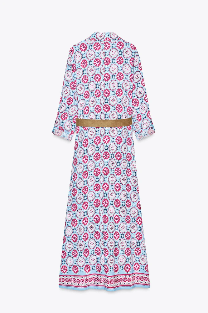 ROBE MIDI IMPRIMÉE CEINTURE