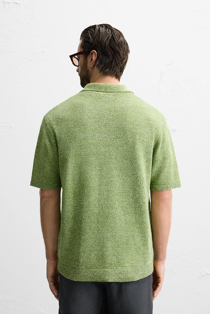 BOUCLÉ TEXTURED KNIT SHIRT