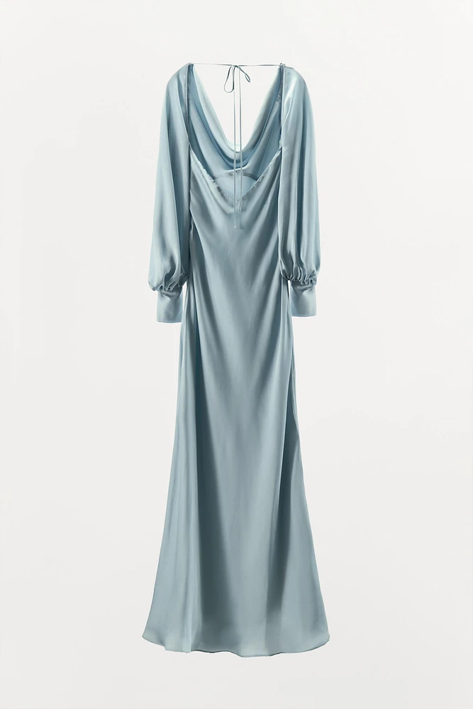 OPEN BACK SATIN EFFECT DRESS