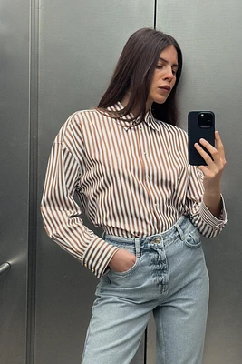 STRIPED SHIRT WITH METALLIC THREAD