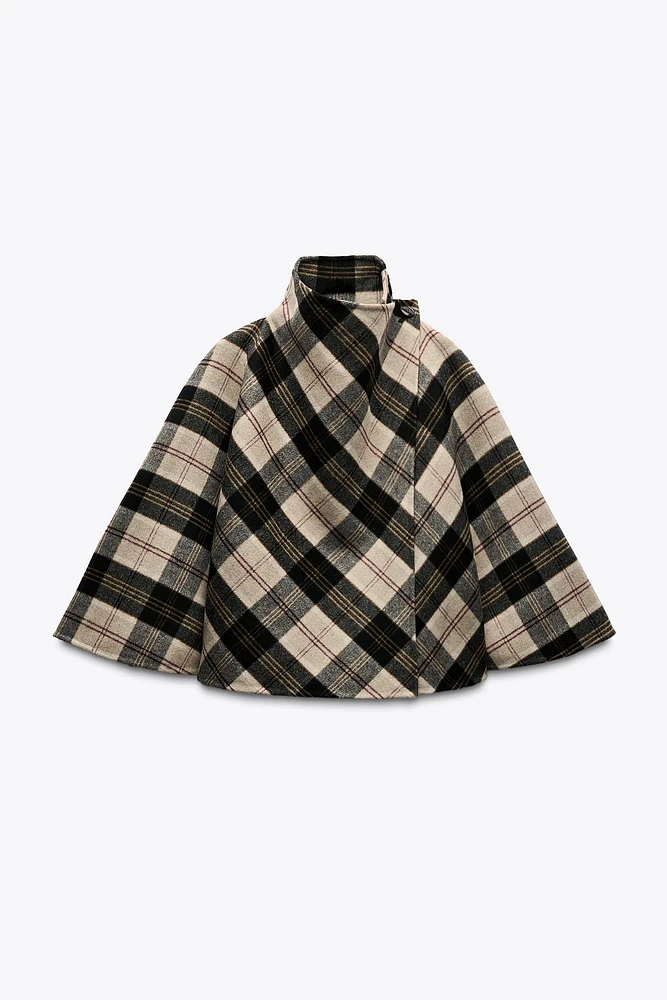 WOOL BLEND PLAID CAPE ZW COLLECTION