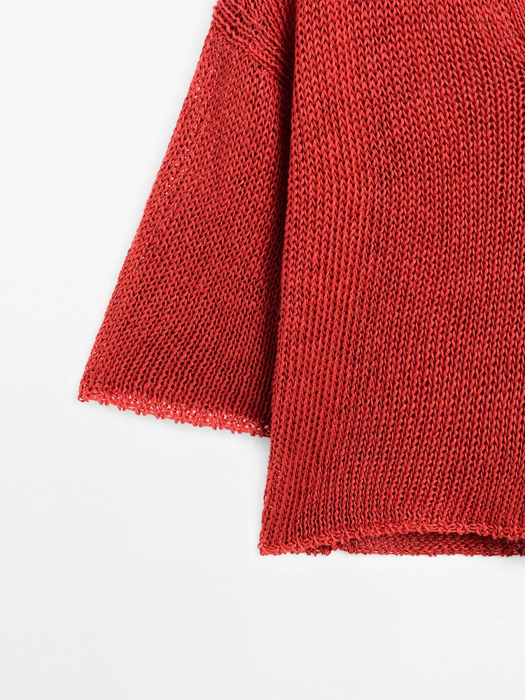 Pull en maille ajourée à col polo - Studio