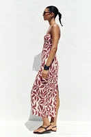PRINTED RUSTIC LINEN MIDI DRESS