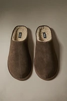 FAUX SHEARLING LEATHER SLIPPERS