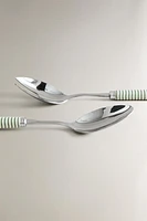 SALAD FLATWARE SET WITH STRIPED HANDLE (SET OF 2)