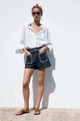 Z1975 EMBROIDERED STITCH DETAIL DENIM SHORTS