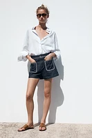 Z1975 EMBROIDERED STITCH DETAIL DENIM SHORTS