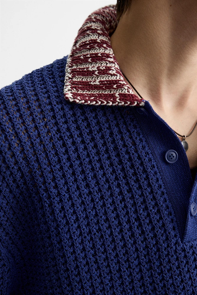 POLO EN MAILLE STRUCTURE CONTRASTE