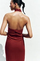 ROBE MIDI HALTER EN LIN