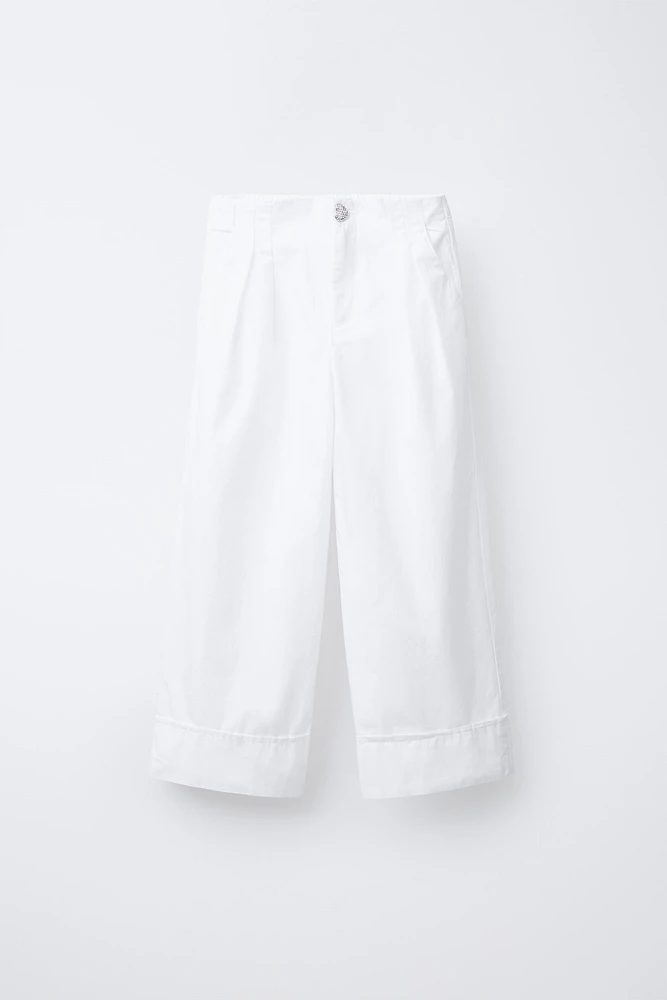 PANTALON POPELINE BOUTON BIJOU