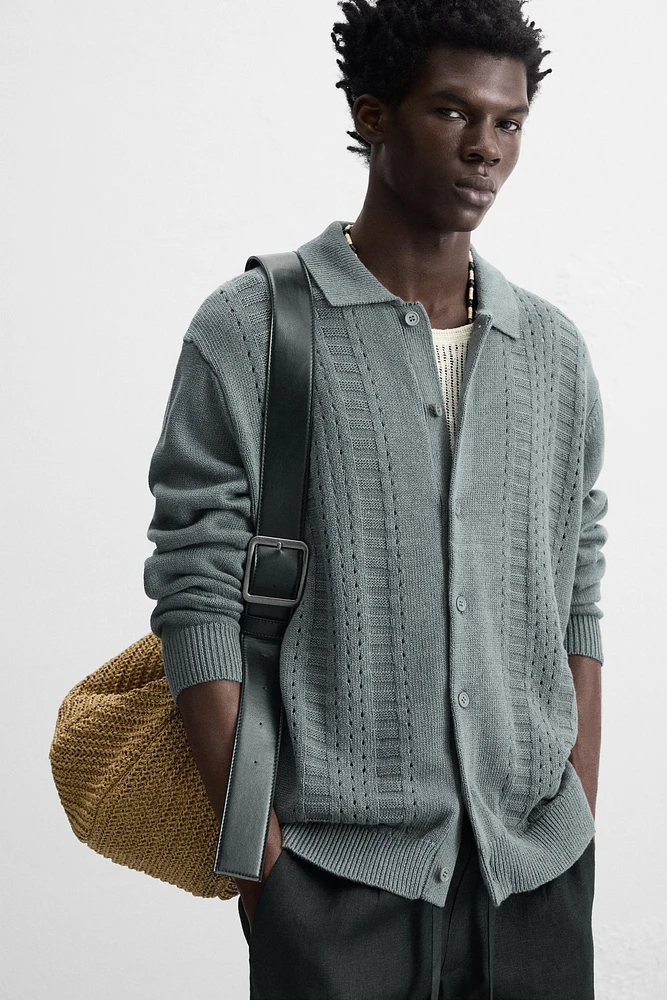 OPENWORK TEXTURED CARDIGAN