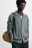 OPENWORK TEXTURED CARDIGAN