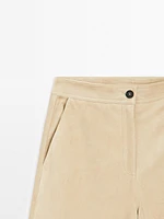 Bermuda long en cuir finition daim