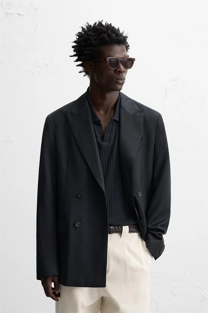 BLAZER CROISÉE 100 % LAINE