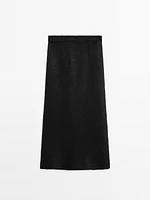 Jupe midi en maille ajourée