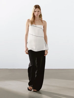 Flowing top with topstitching detail