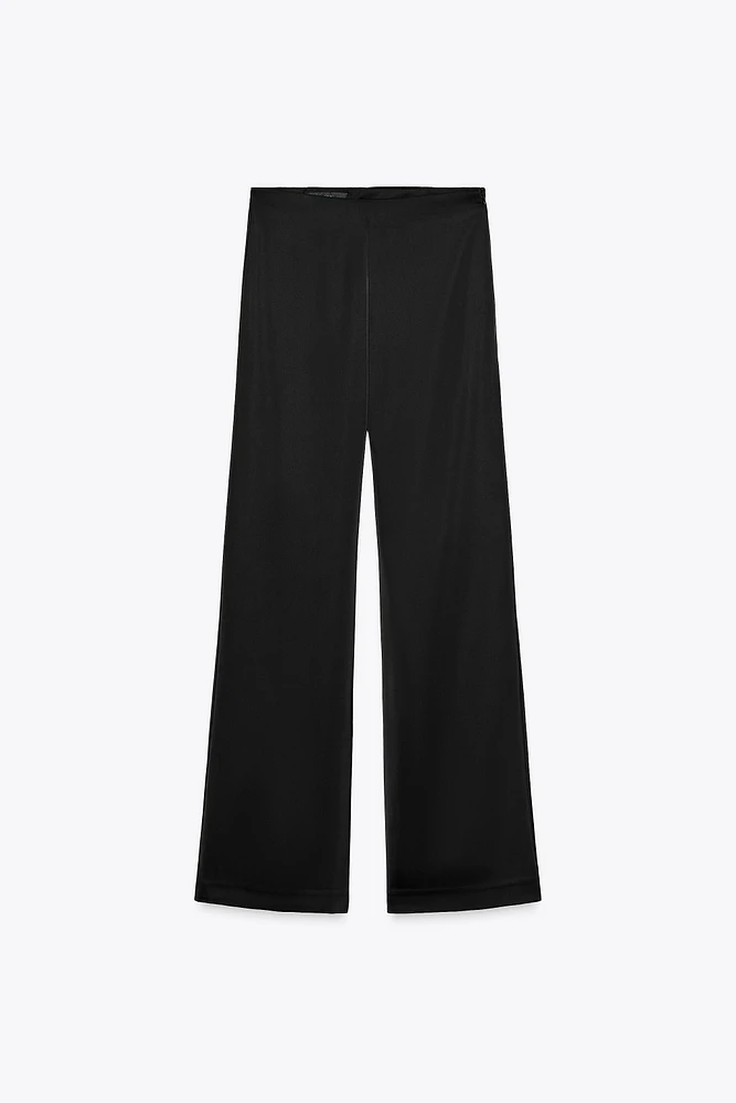 HIGH-WAISTED SATIN PANTS