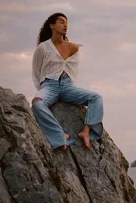 Z1975 SLIM FLARE LOW RISE RIPPED LONG LENGTH JEANS